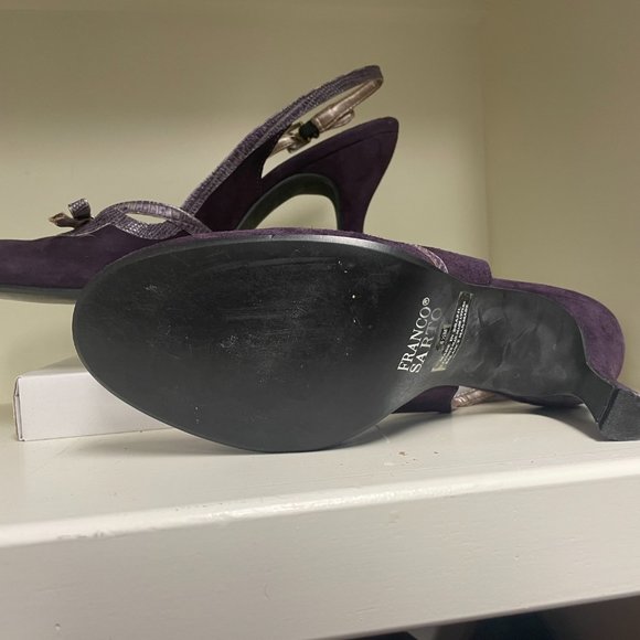 Franco Sarto purple suede sling backs with leather trim - Picture 2 of 2